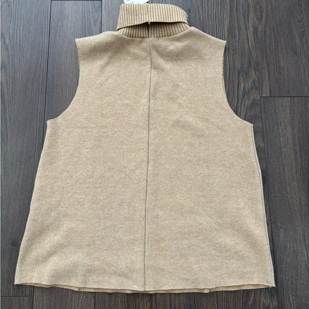 Zara High Collar Sleeveless Knit Sweater Tan Small NWT - Picture 8 of 8
